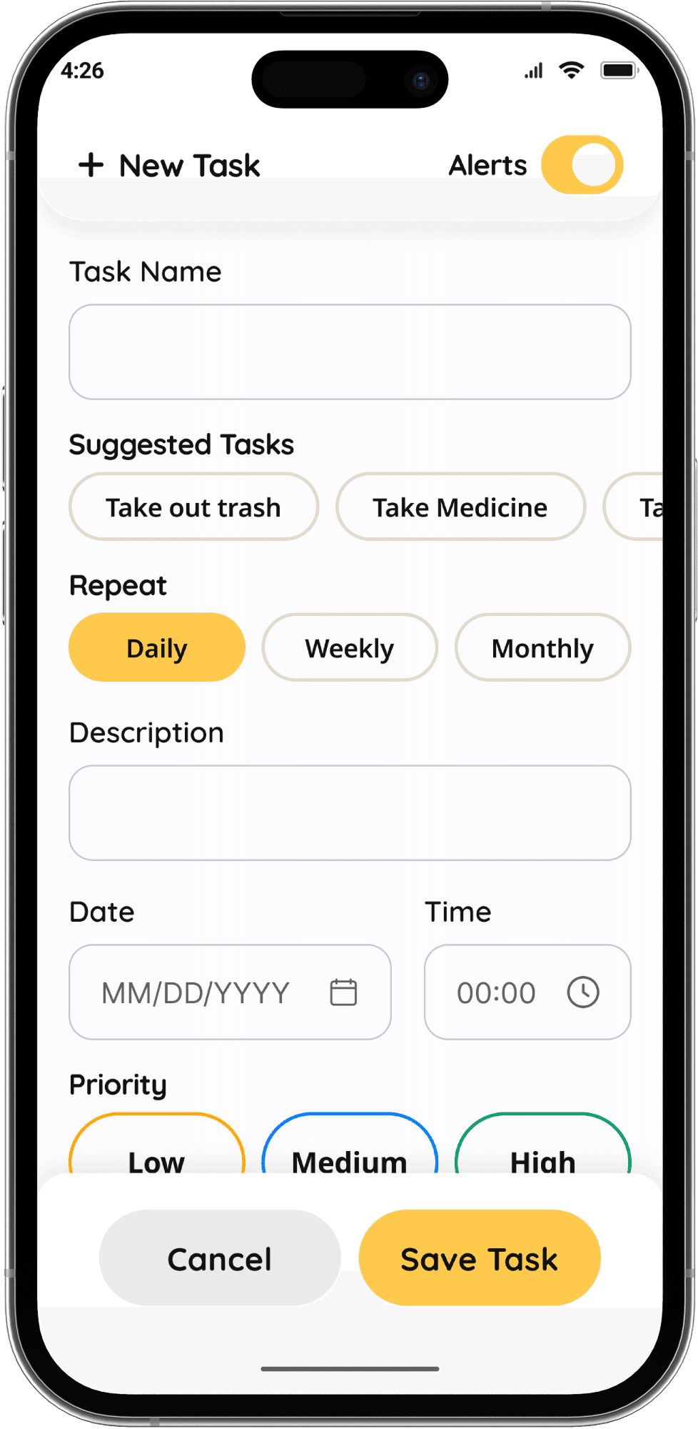 Golden Nest settings screen